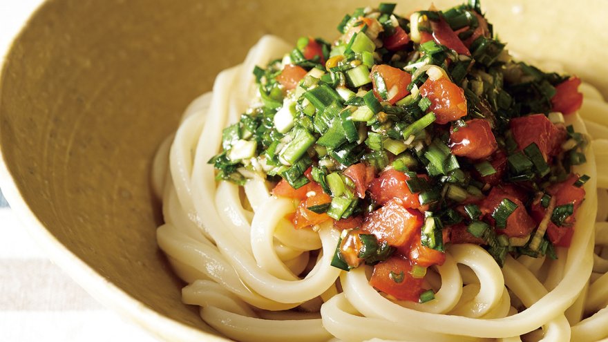 にらトマさっぱりうどん