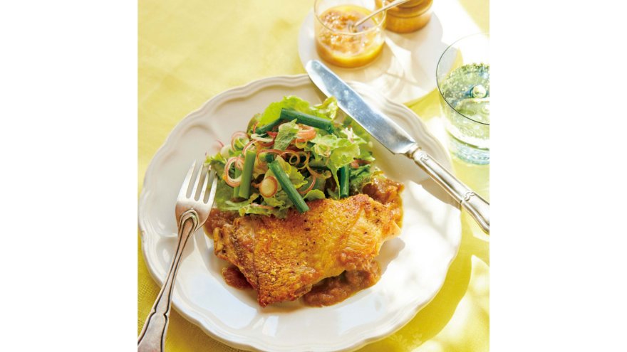 チキンソテー 梅オリーブソース