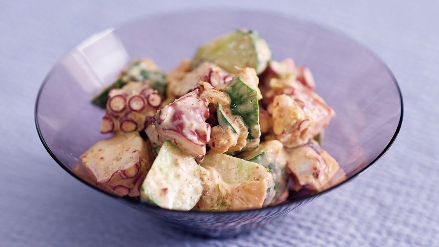 たこときゅうりのキムチマヨあえ