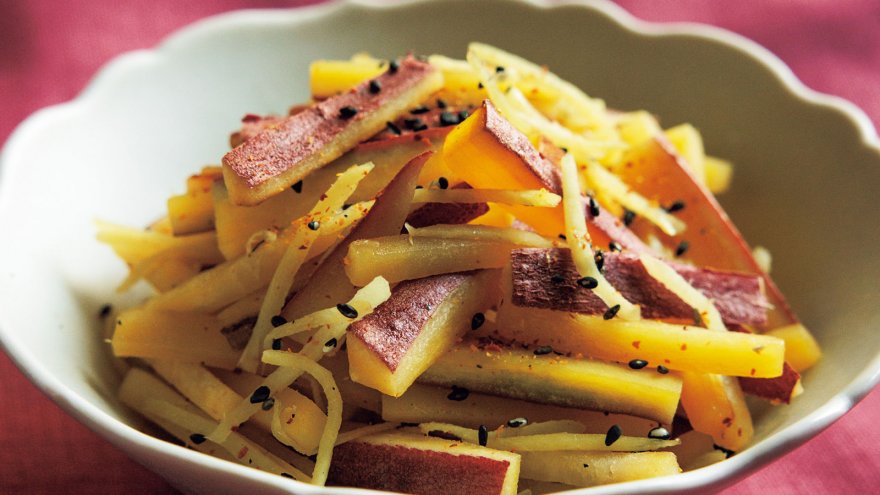 さつまいもとしょうがの塩きんぴら