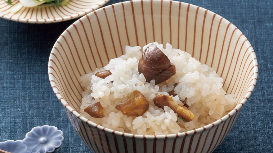甘栗ご飯＆かぶと水菜の甘酢あえ