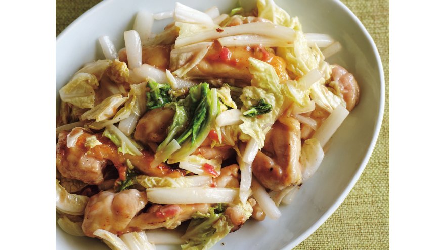 白菜と鶏肉の梅炒め