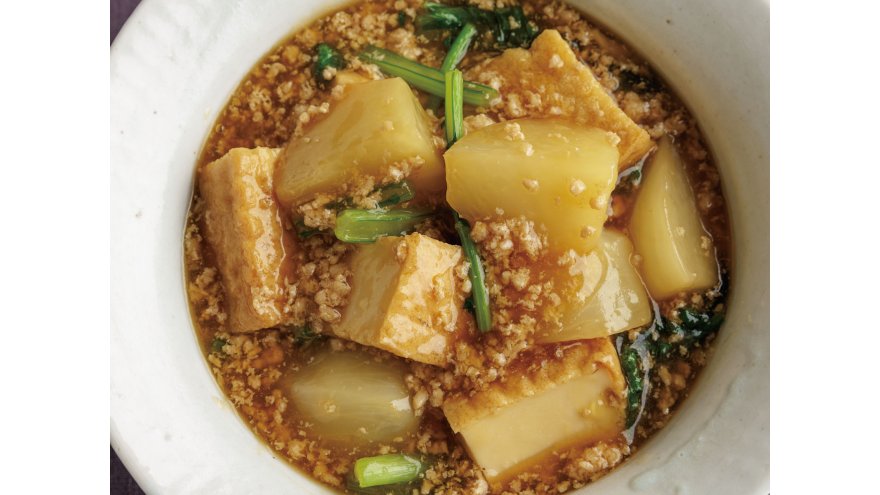 厚揚げとかぶのそぼろあん