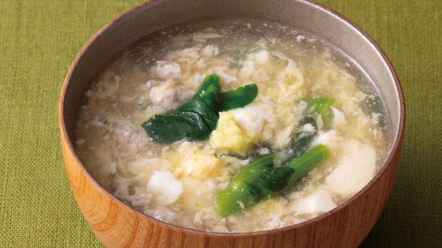 鶏ひき肉のおぼろ豆腐汁