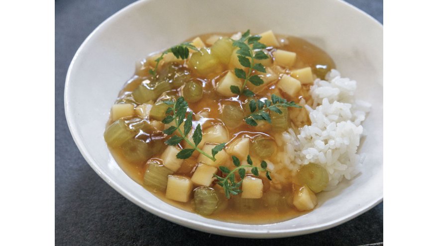 たけのことふきのあんかけご飯