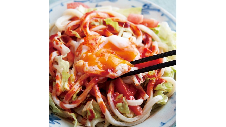 ピリ辛うどん 温玉のせ