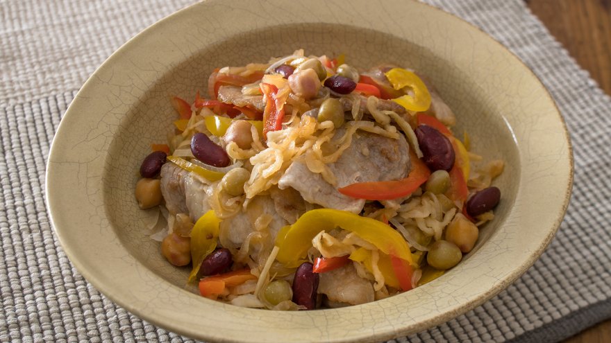 ミックスビーンズと豚肉の南蛮漬け