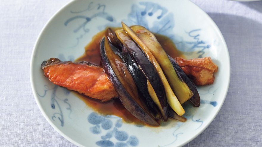 なすとさけの照り焼き