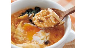 オートミールのキムチがゆ