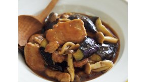 なすとしめじ、豚肉の甘酢煮
