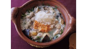 春菊とかきの昆布蒸し