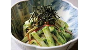 かにかまと長芋の春菊あえ