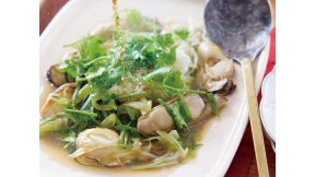 かきとねぎの香り蒸し