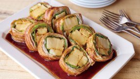 厚揚げとキャベツの豚巻き