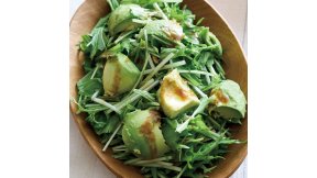 水菜とアボカドのわさびドレッシング