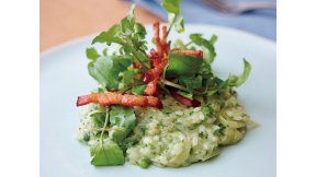 クレソンとベーコンのリゾット