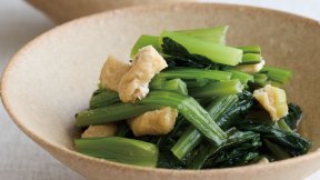 小松菜と油揚げのめんつゆ煮