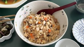 きのこと鶏のレンジおこわ