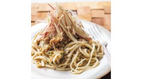 焼きなすとみょうがのイタリアンうどん