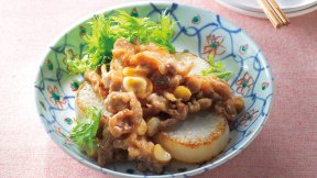 焼き大根の豚こま肉みそ