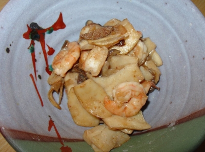 エリンギとえびのバターじょうゆ