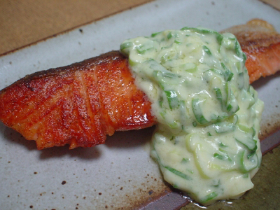 切り身魚のねぎチーズあん