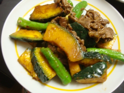 かぼちゃと牛肉のバターじょうゆ