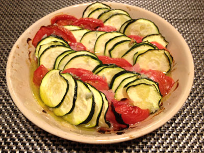 生ハムとズッキーニの重ね焼き