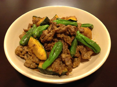 かぼちゃと牛肉のバターじょうゆ