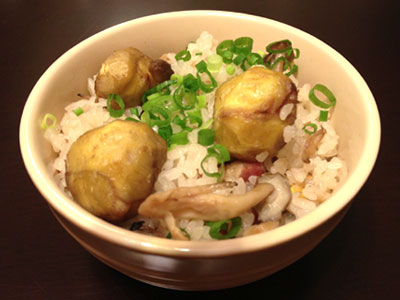ソーセージと栗の炊き込みご飯