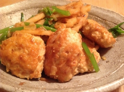 つくねの梅じょうゆ焼き