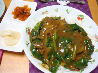 牛肉とほうれんそうのレンジカレー