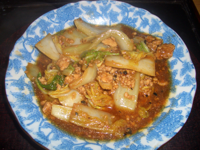 白菜の鶏マーボー