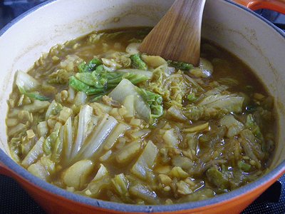 白菜とたらのスープカレー