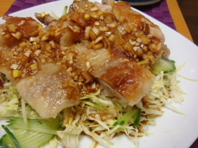 蒸し鶏のパリパリ焼き