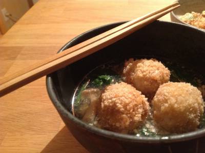 里芋のあられ揚げ鶏そぼろあん