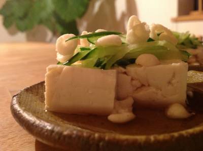 天かすときゅうりの冷ややっこ