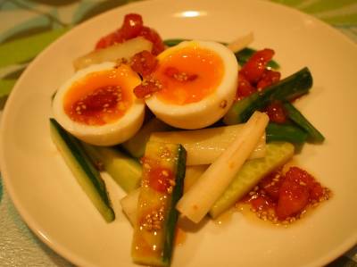 半熟卵×ごま油のシャキとろサラダ