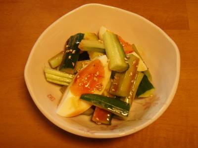 半熟卵×ごま油のシャキとろサラダ