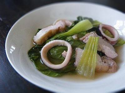 いかと厚揚げ、青菜のサッと煮