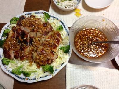 蒸し鶏のパリパリ焼き