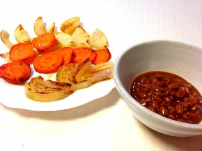 蒸し焼き野菜の納豆ソース