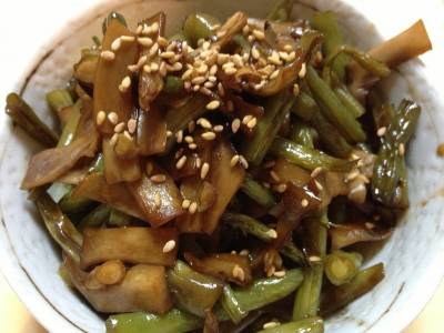 エリンギといんげんのピリ辛きんぴら