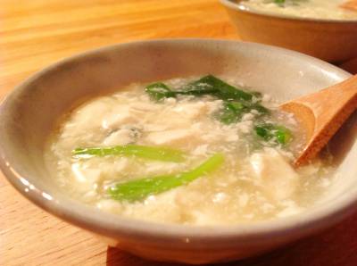 豆腐と青菜のポタージュ風スープ