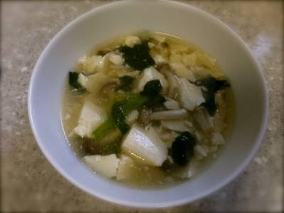 豆腐と青菜のポタージュ風スープ