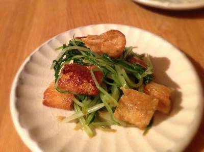 水菜と油揚げのからしあえ