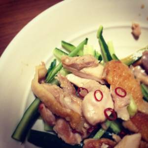 きゅうりと鶏肉のピリ辛あえ