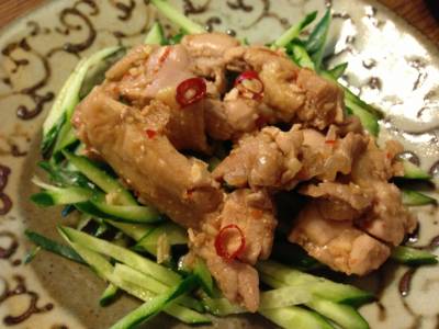 きゅうりと鶏肉のピリ辛あえ