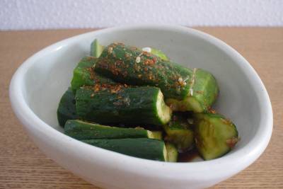 たたききゅうりのしょうが風味