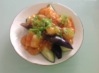 なすのシーフードチリソース